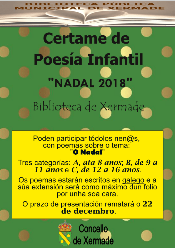 A Biblioteca de Xermade convoca un novo certame de poesía infantil de Nadal