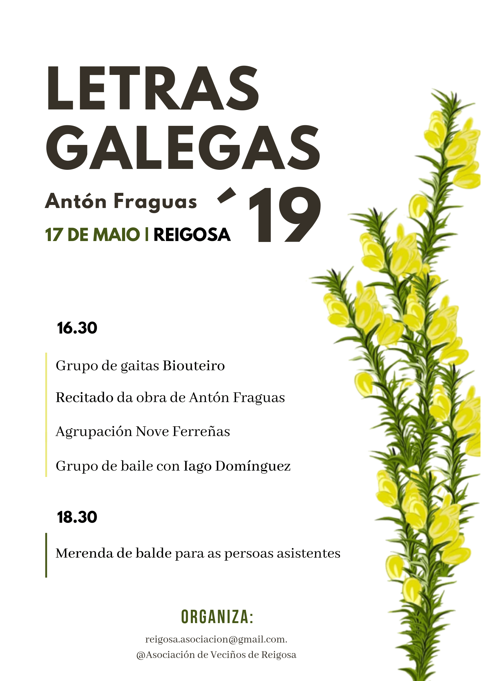 A Reigosa organiza un festival no Día das Letras Galegas