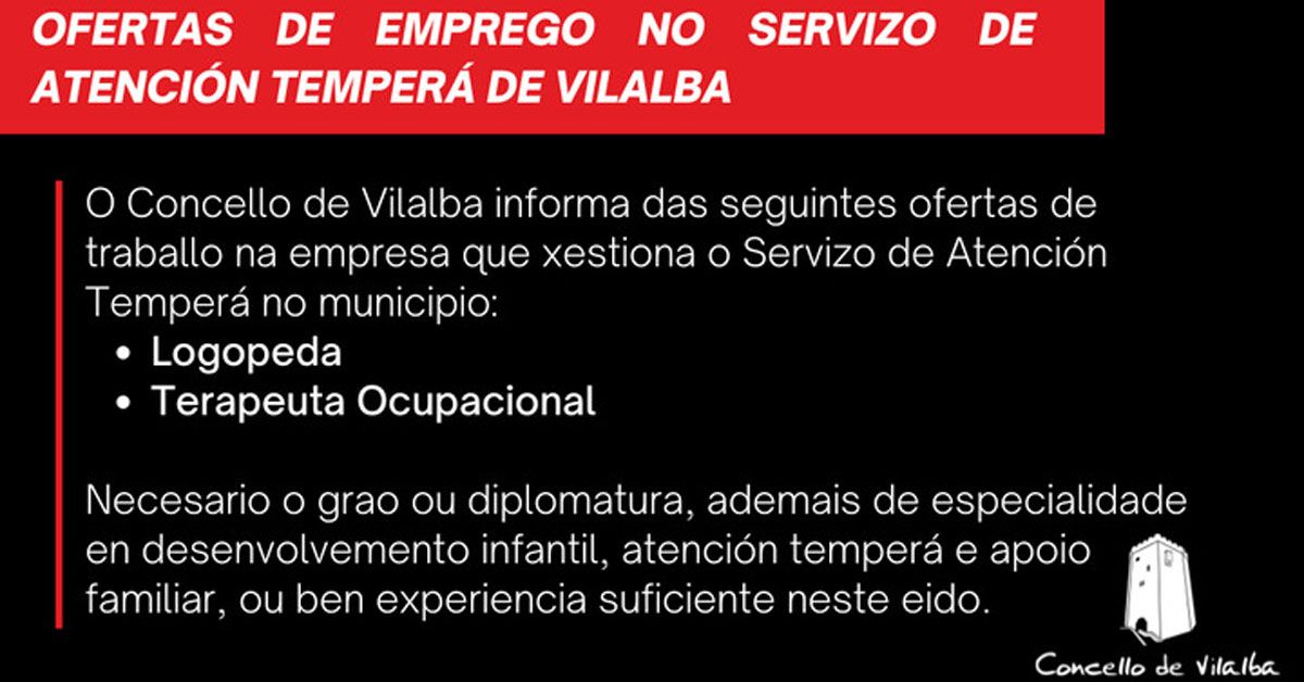 oferta terapeuta atencion tempera vilalba