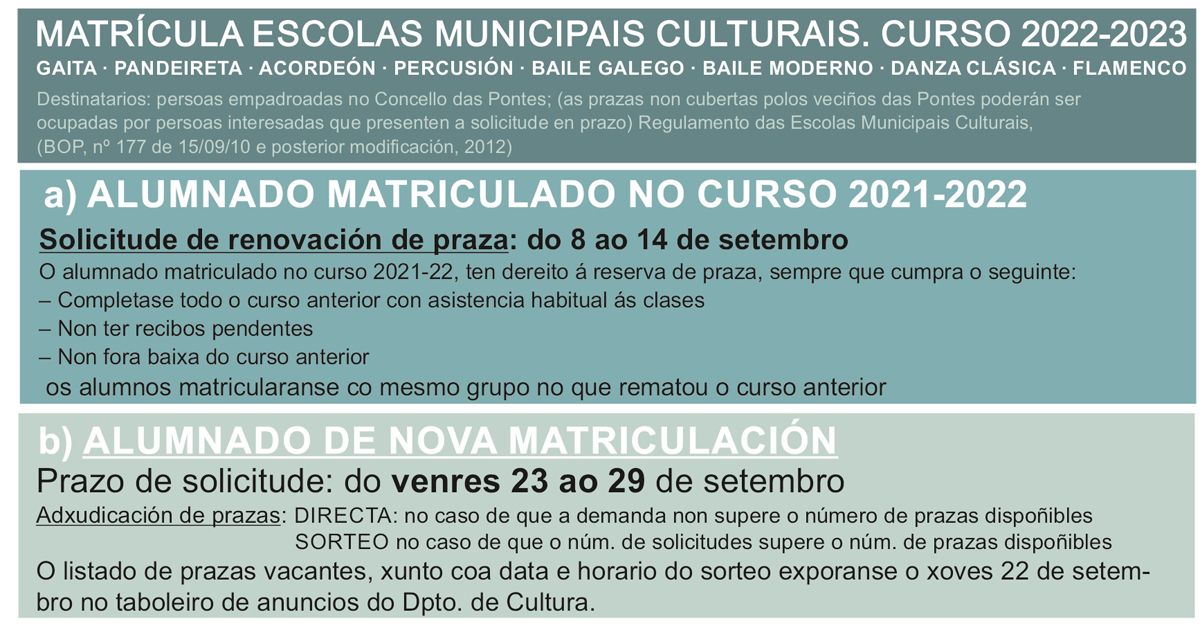 cartel matricula Escolas Municipais as pontes