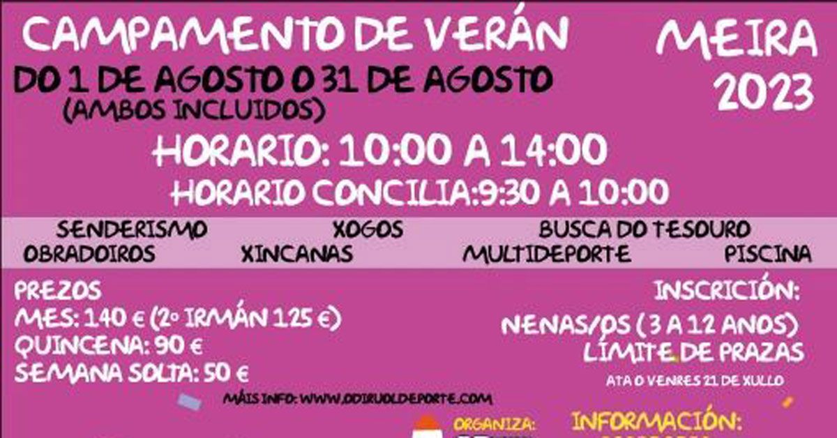 campamento veran meira agosto portada