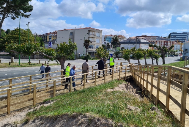 Imaxe das obras na Praia Grande de Miño